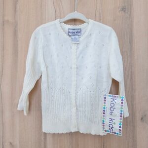 Vintage Kobe Kids Sweater Size 2T Cream Knit Cottage Preppy Retro NWT